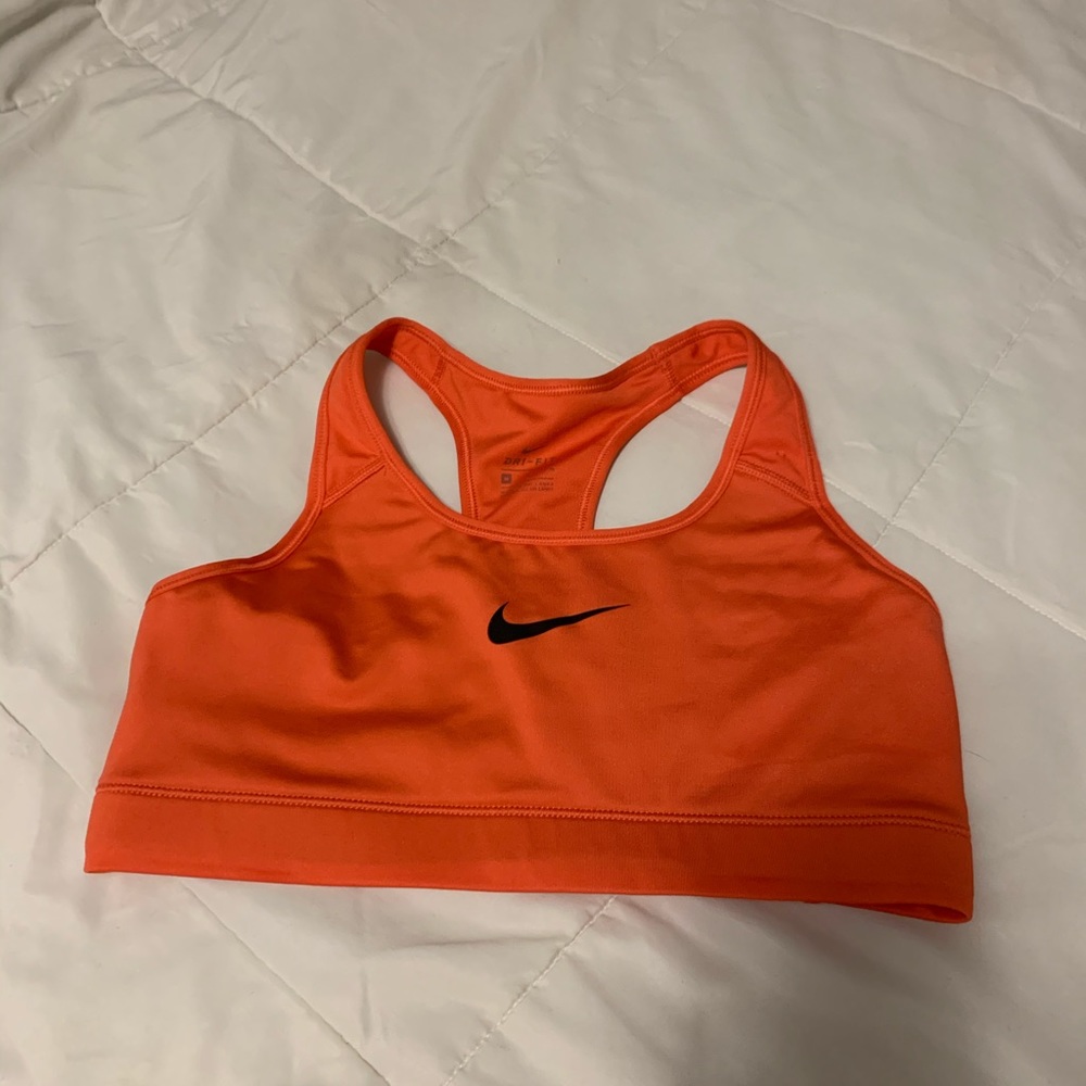 Nike orange and black sports bra size M